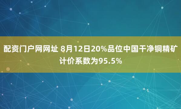 配资门户网网址 8月12日20%品位中国干净铜精矿计价系数为95.5%