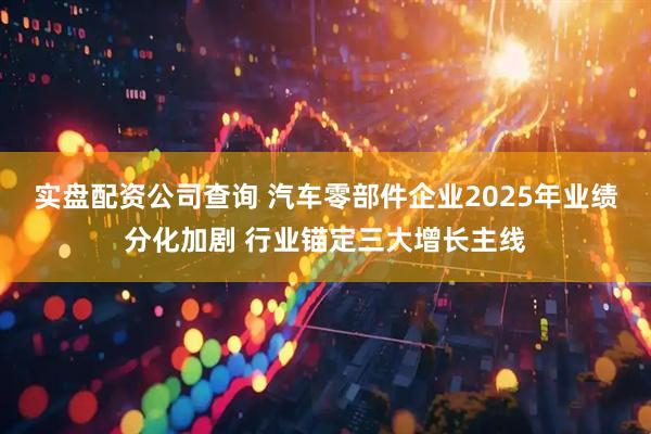 实盘配资公司查询 汽车零部件企业2025年业绩分化加剧 行业锚定三大增长主线